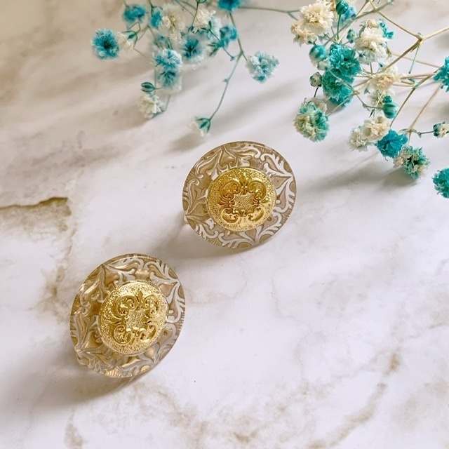 パープルフラワーの2wayイヤリング