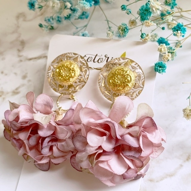 パープルフラワーの2wayイヤリング