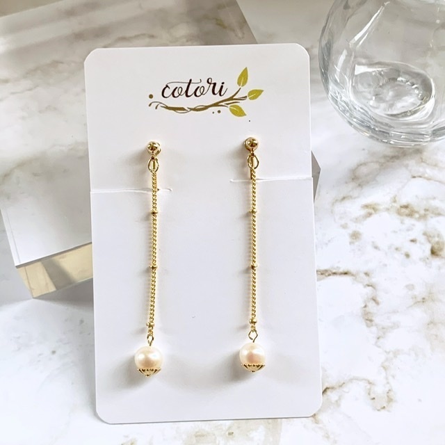 ひとつぶ淡水パールのシンプルイヤリング