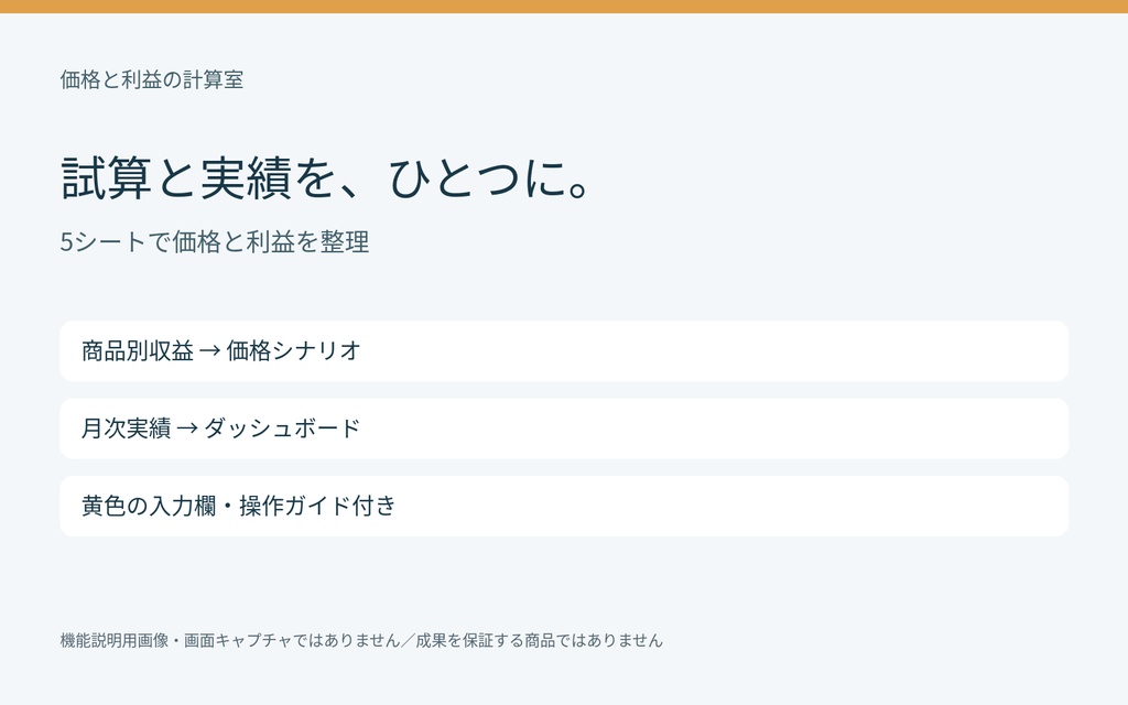 ネットショップの値上げ・利益比較Excel|最大20商品・12か月の実績管理