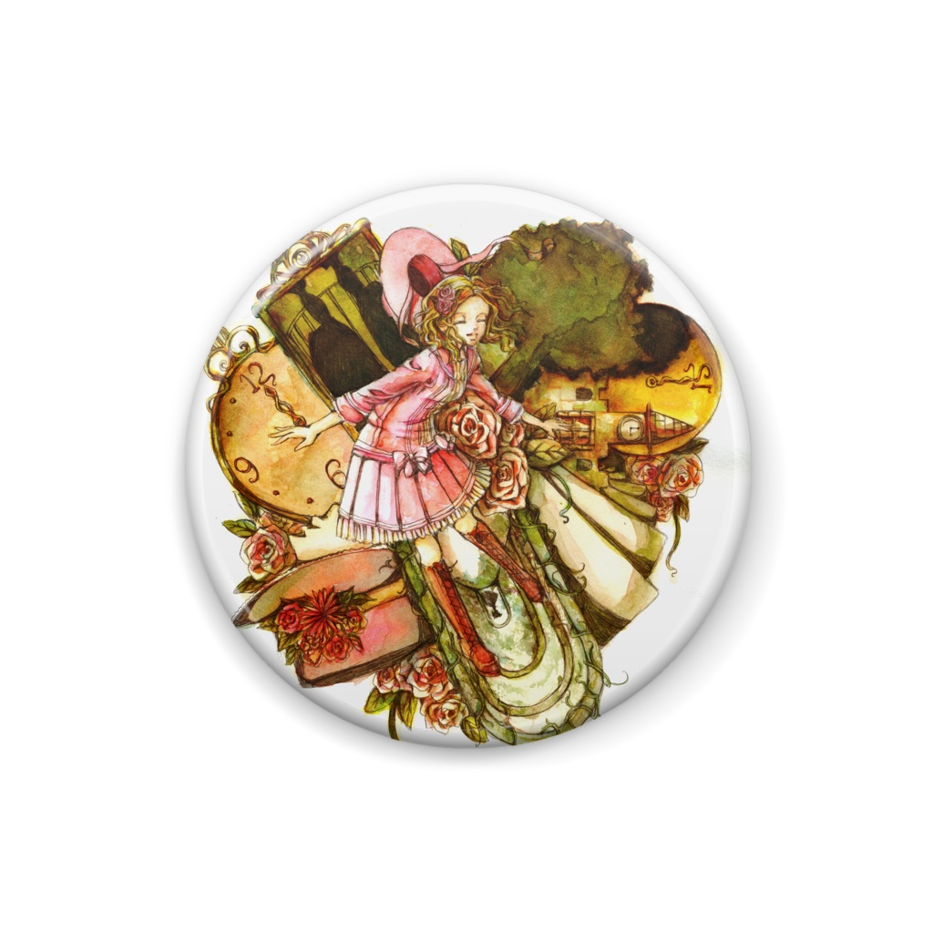 アンティークイラスト缶バッジ