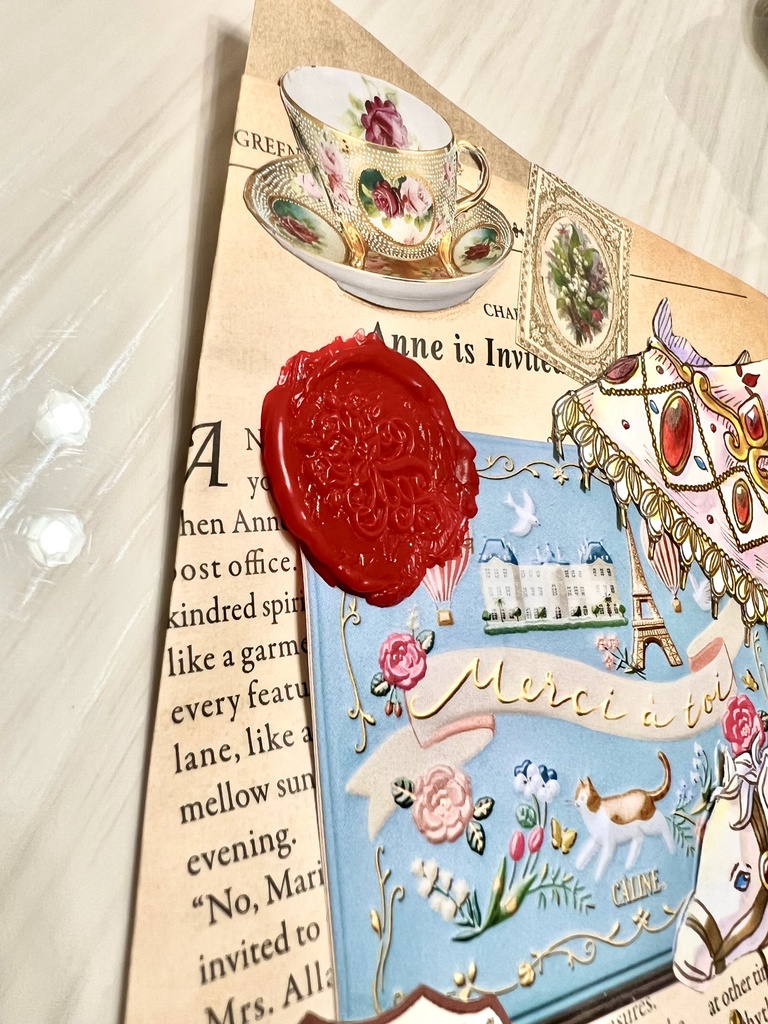 【原画】白馬のオルゴール(コラージュ作品)【A4】