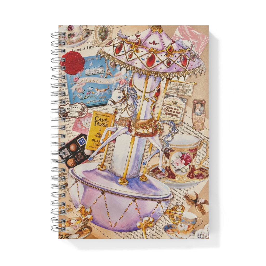 アンティーク調リングノート(白馬のオルゴール)