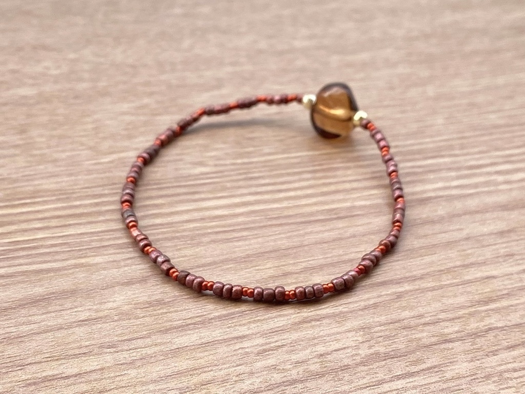 スモーキーアンバー & ローズレッド ブレスレット