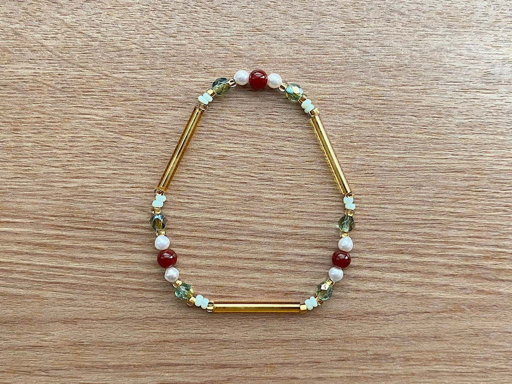 レッドアゲート(瑪瑙)& ヴィンテージゴールド ブレスレット