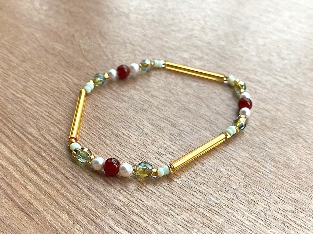 レッドアゲート(瑪瑙)& ヴィンテージゴールド ブレスレット