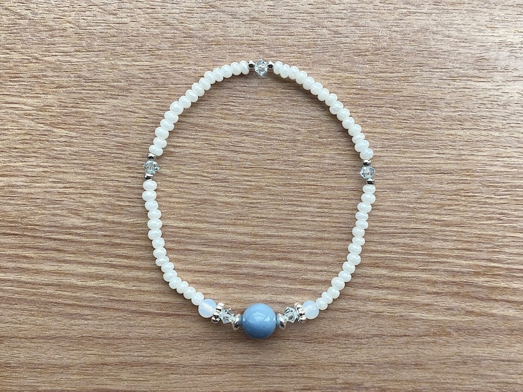 ブルーオパール & ヴィンテージ ホワイト ブレスレット