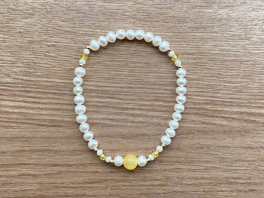 アラゴナイト & パール クリスタルビーズ ブレスレット