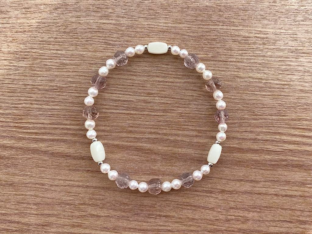 モーヴローズ & パール ホワイト ブレスレット