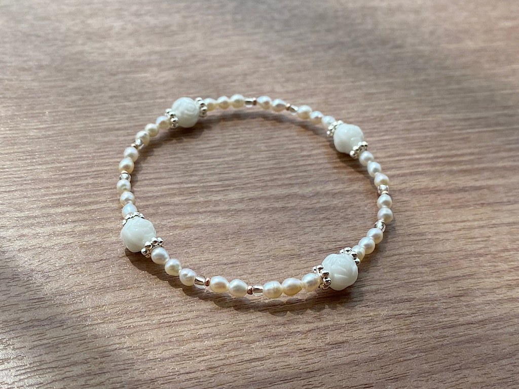 ホワイトローズ & パール ブレスレット