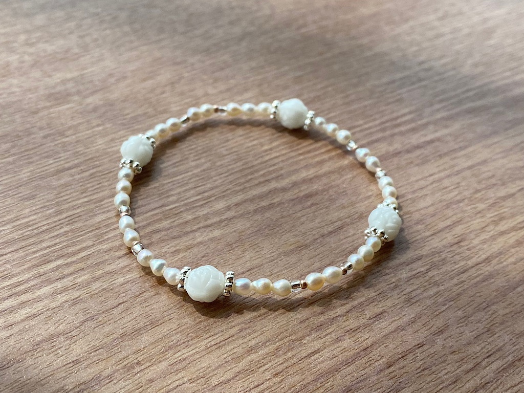 ホワイトローズ & パール ブレスレット