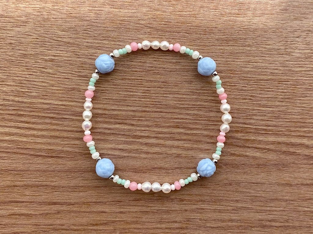 ブルーローズ & パステル ヴィンテージ ブレスレット