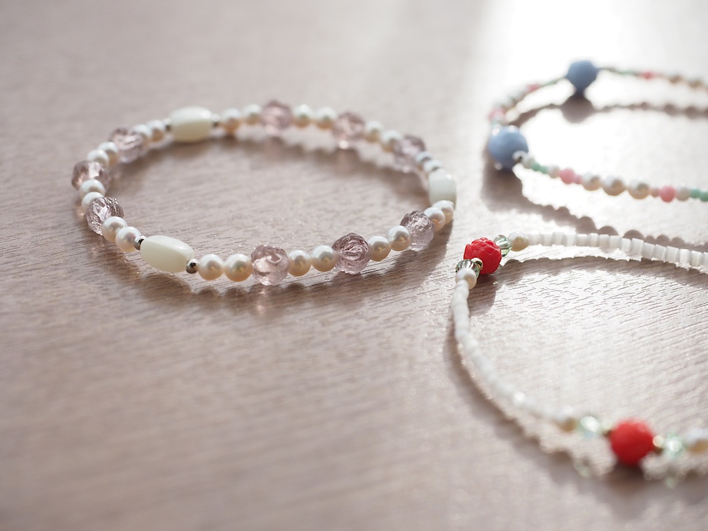 ブルーローズ & パステル ヴィンテージ ブレスレット