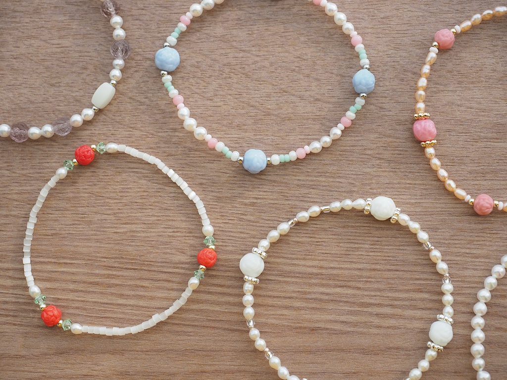 ブルーローズ & パステル ヴィンテージ ブレスレット