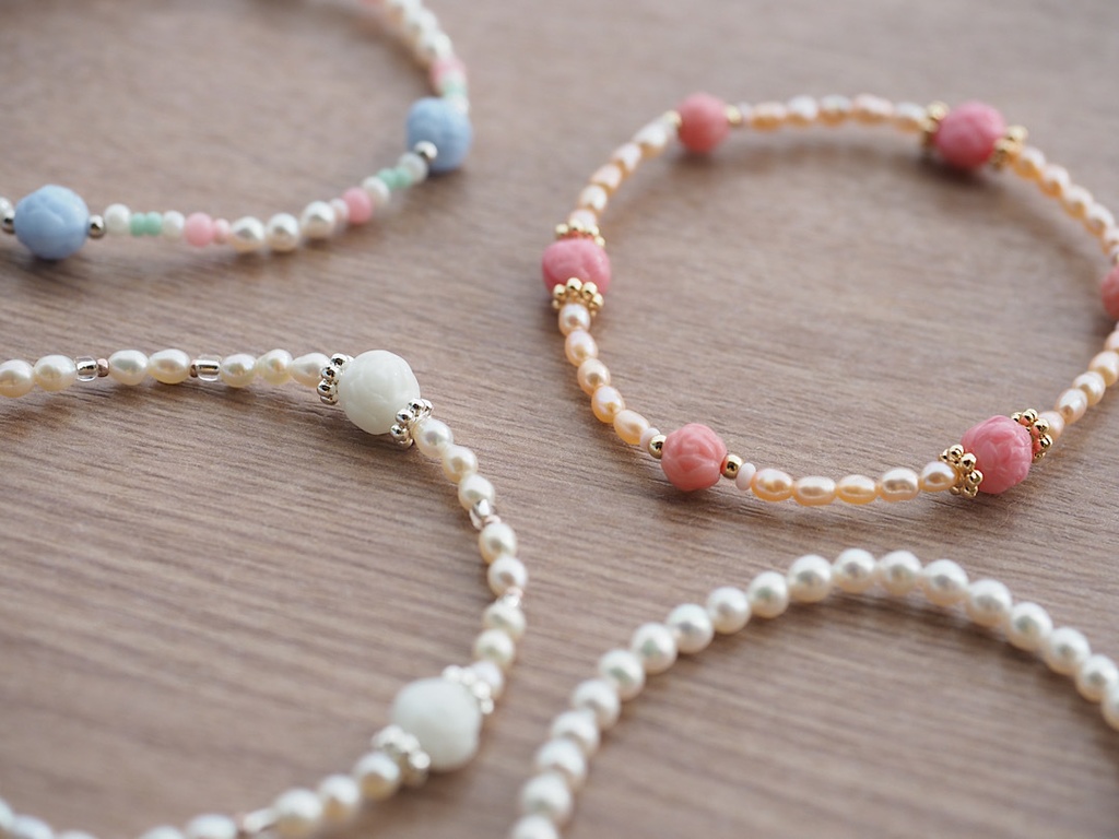 ブルーローズ & パステル ヴィンテージ ブレスレット