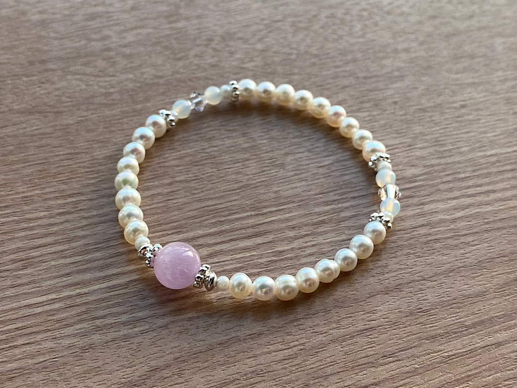 クンツァイト & パール ブレスレット