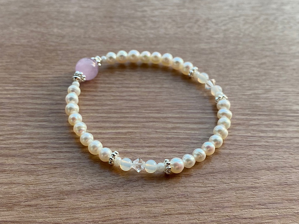 クンツァイト & パール ブレスレット
