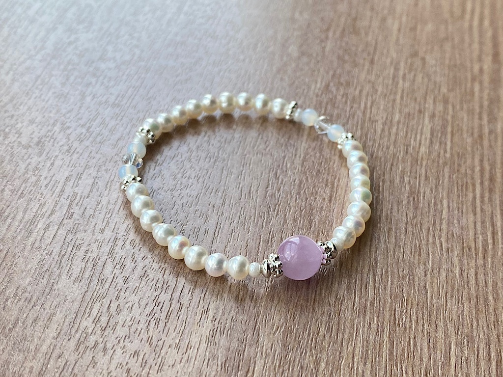 クンツァイト & パール ブレスレット