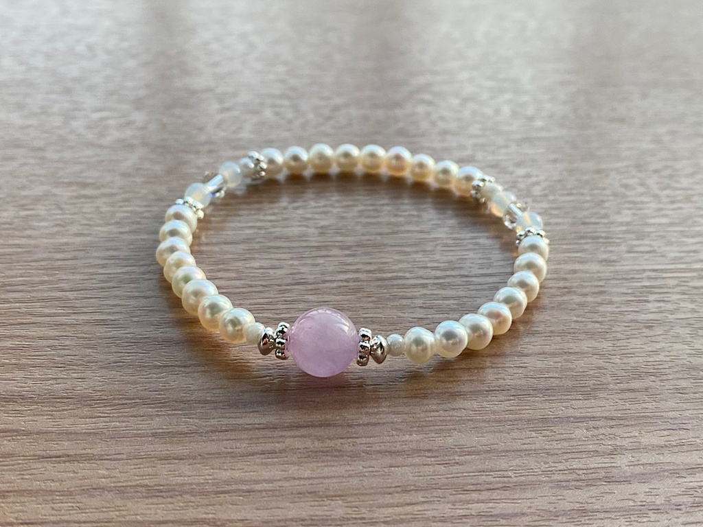 クンツァイト & パール ブレスレット