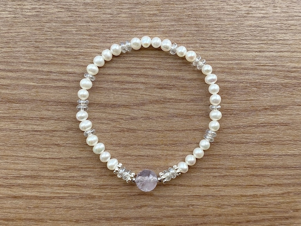 スコロライト & パール クリアビーズ ブレスレット