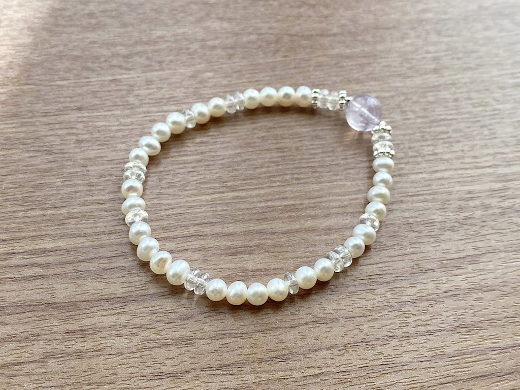 スコロライト & パール クリアビーズ ブレスレット