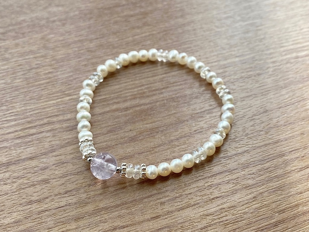 スコロライト & パール クリアビーズ ブレスレット