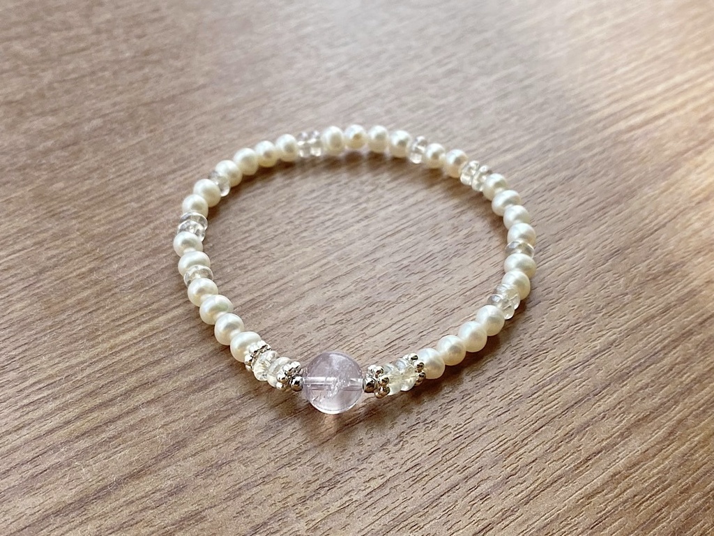 スコロライト & パール クリアビーズ ブレスレット