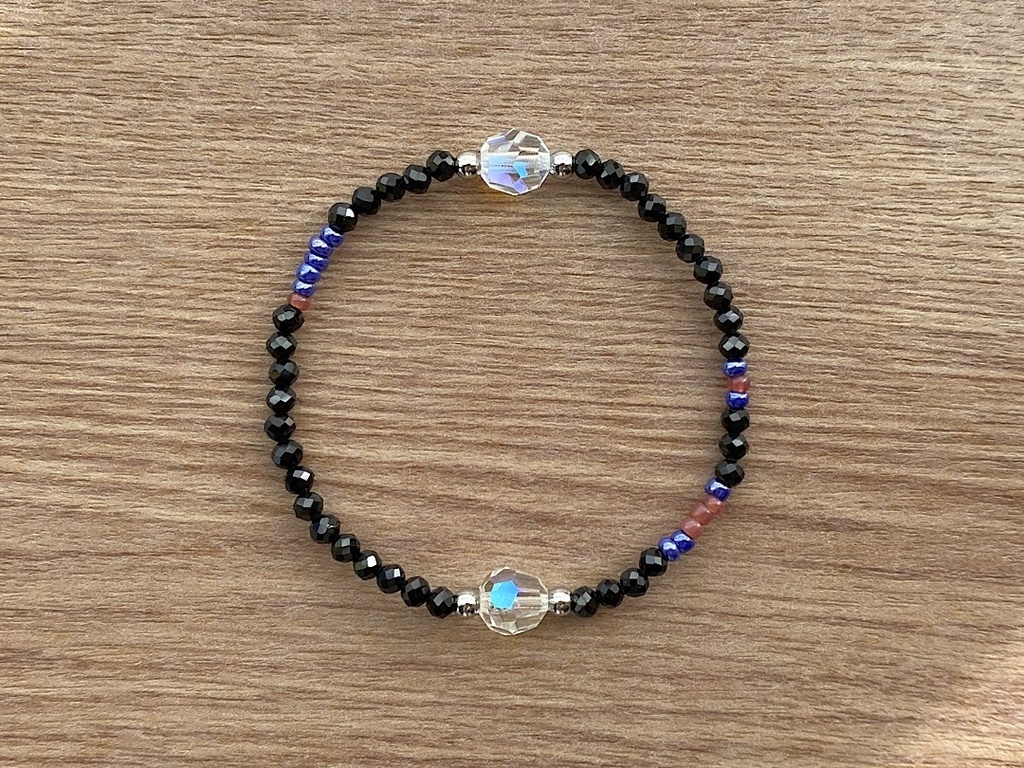 ヴィンテージ クリア & ブラックスピネル ブレスレット