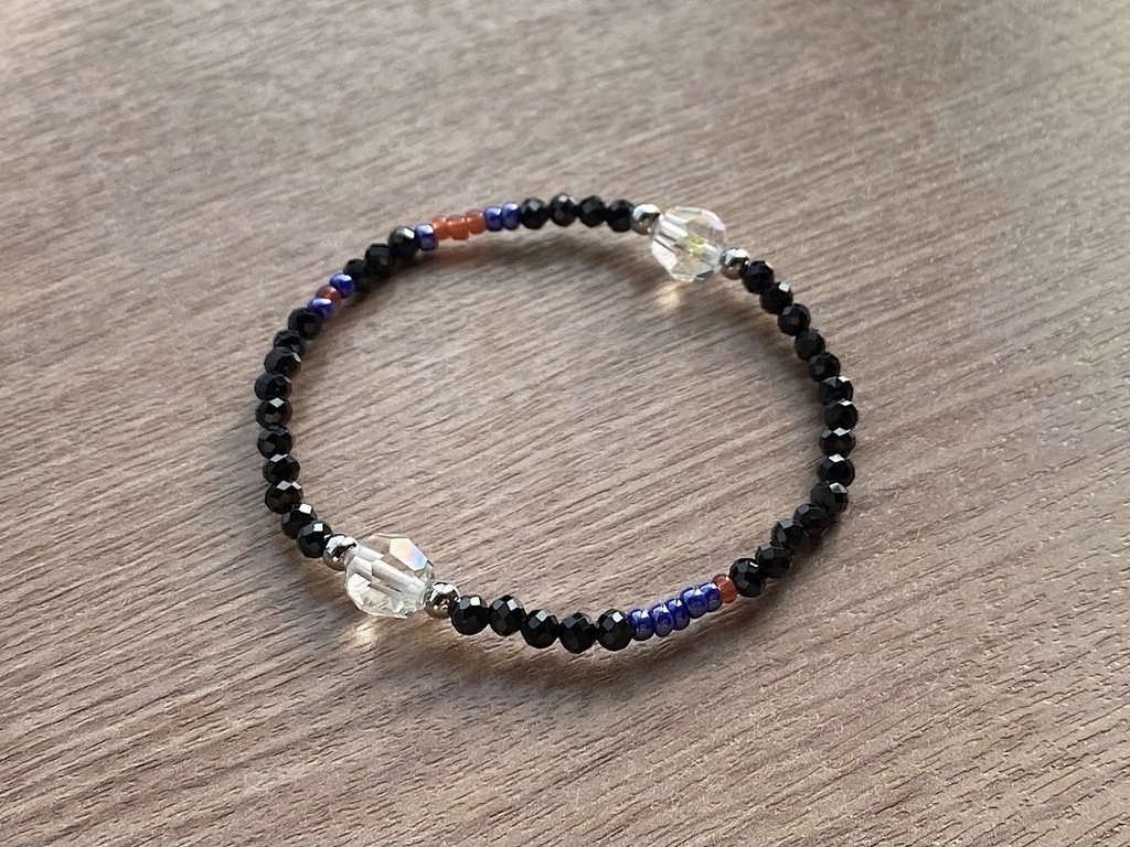 ヴィンテージ クリア & ブラックスピネル ブレスレット