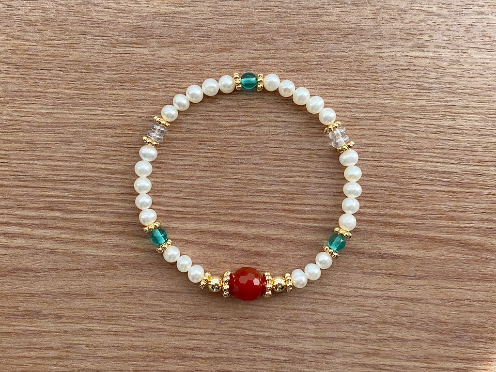 カーネリアン & パール ヴィンテージ ブレスレット