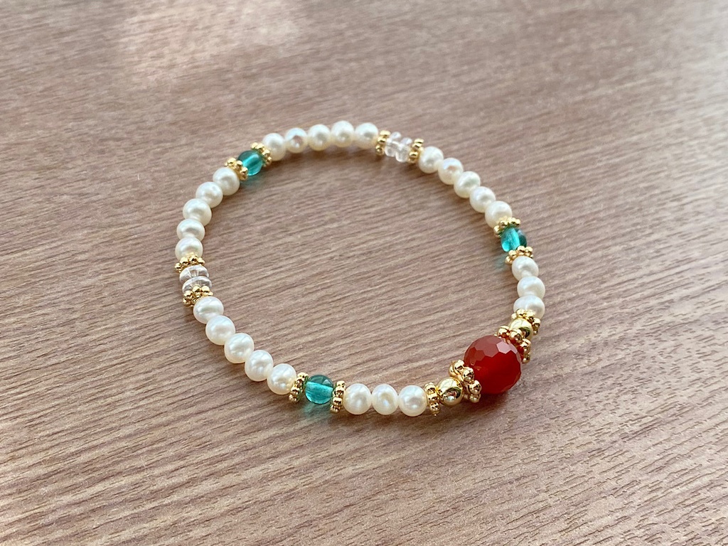 カーネリアン & パール ヴィンテージ ブレスレット