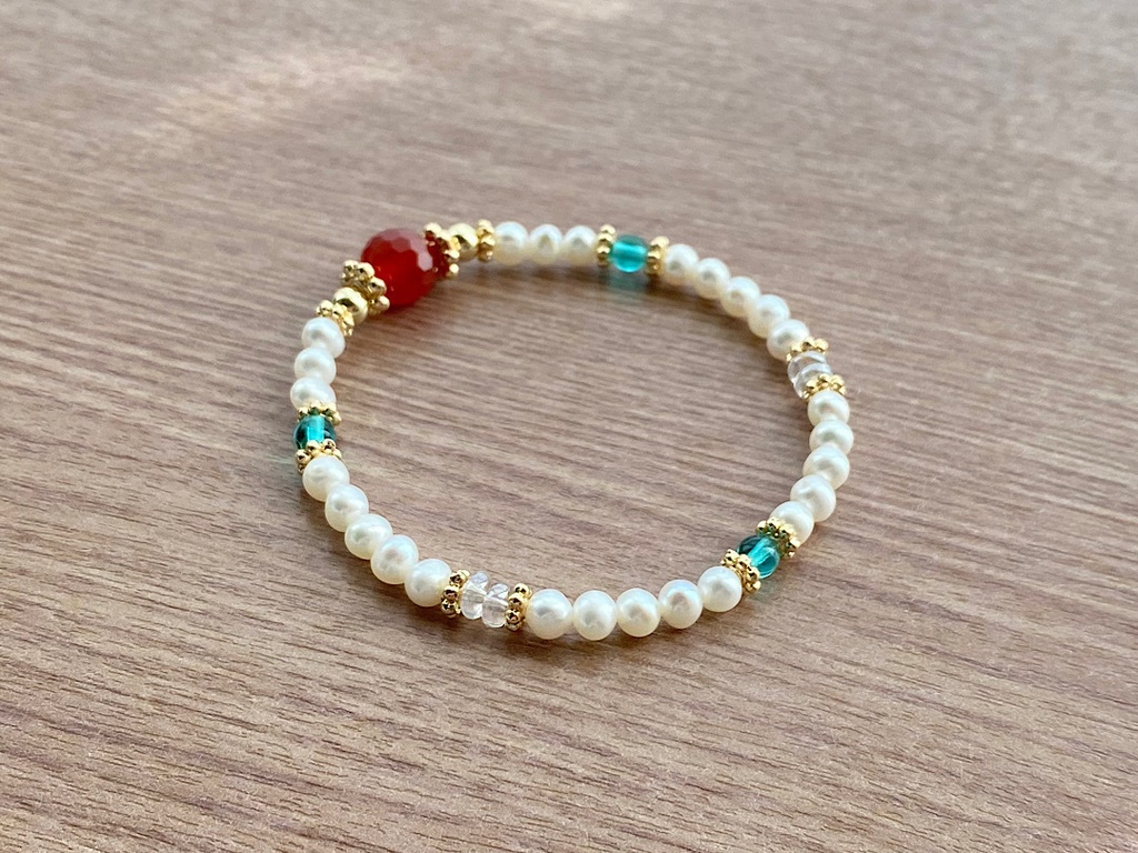 カーネリアン & パール ヴィンテージ ブレスレット