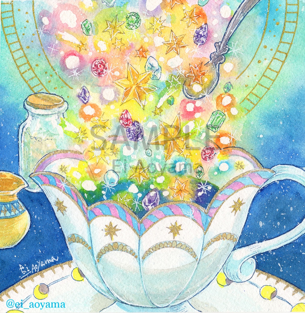 正方形水彩原画　各種