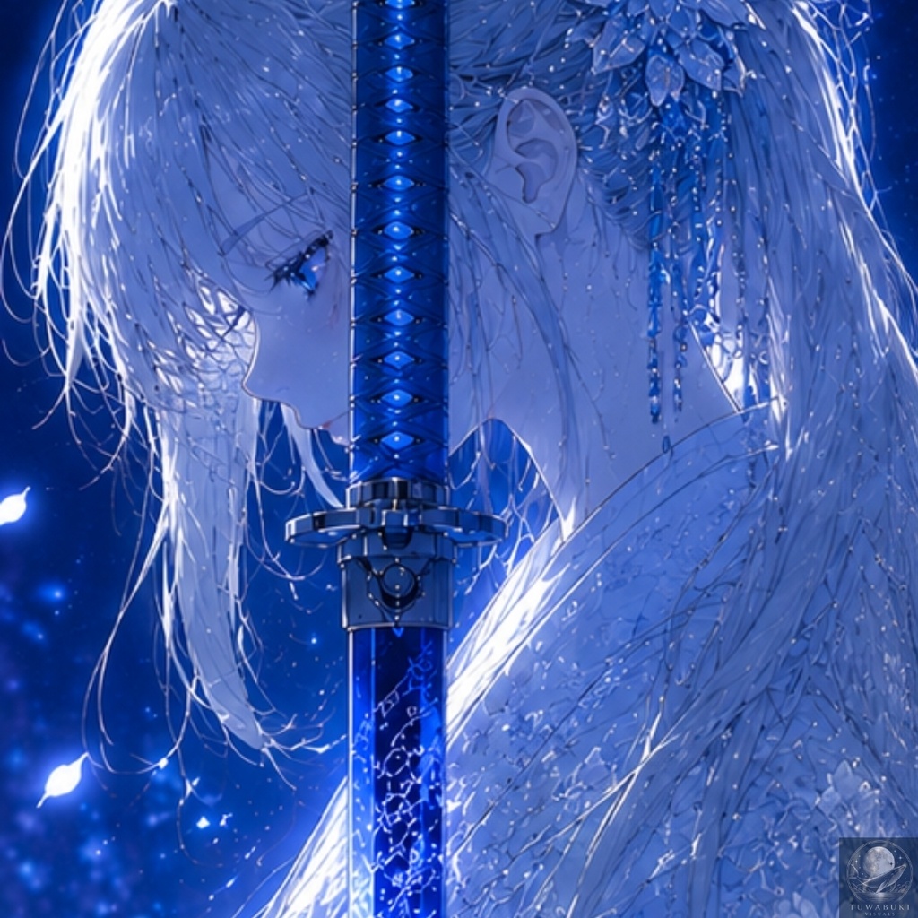 涼を感じる月夜 Moonlit Blade — Summer Breeze Beneath the Blue Moon 4K WALLPAPER PACK3000X4000PX