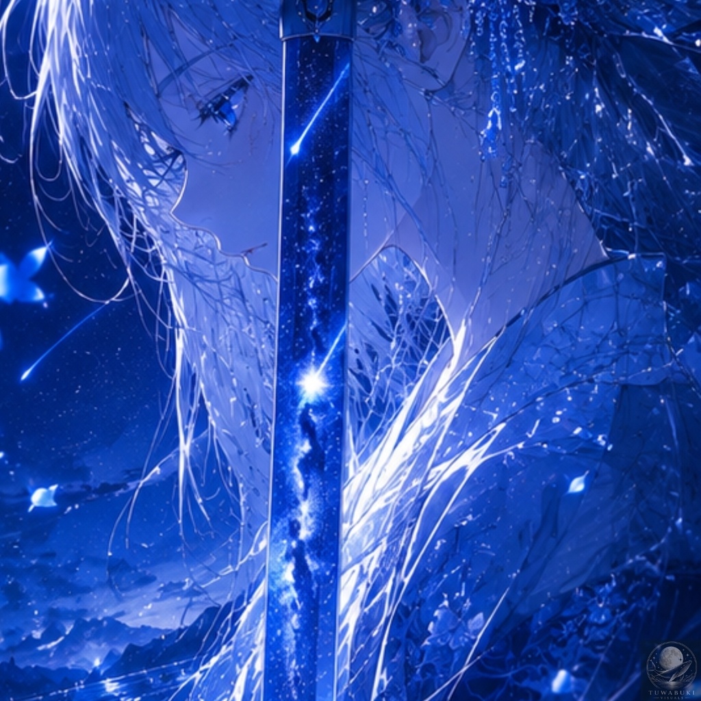 涼を感じる月夜 Moonlit Blade — Summer Breeze Beneath the Blue Moon 4K WALLPAPER PACK3000X4000PX