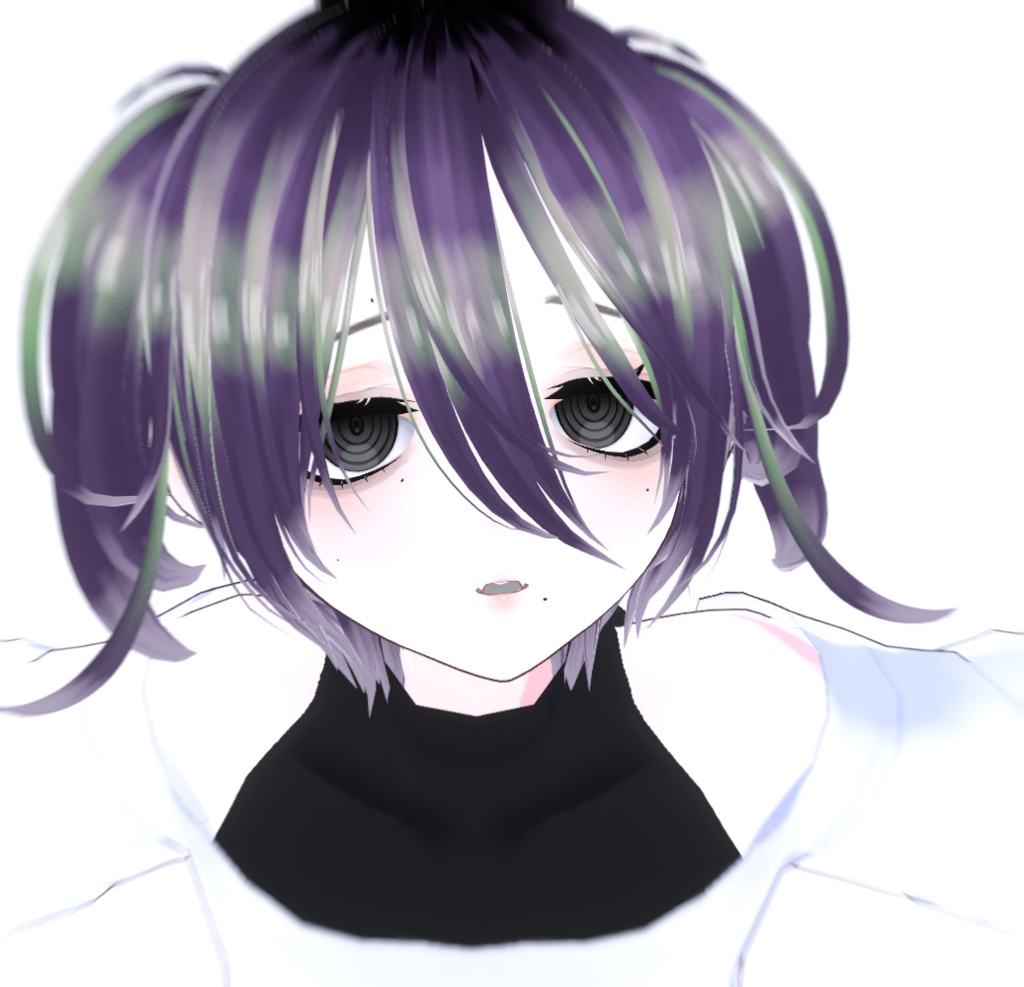 【VRM 3Dmodel】2_紫ツインテ肌八重歯(猫耳)