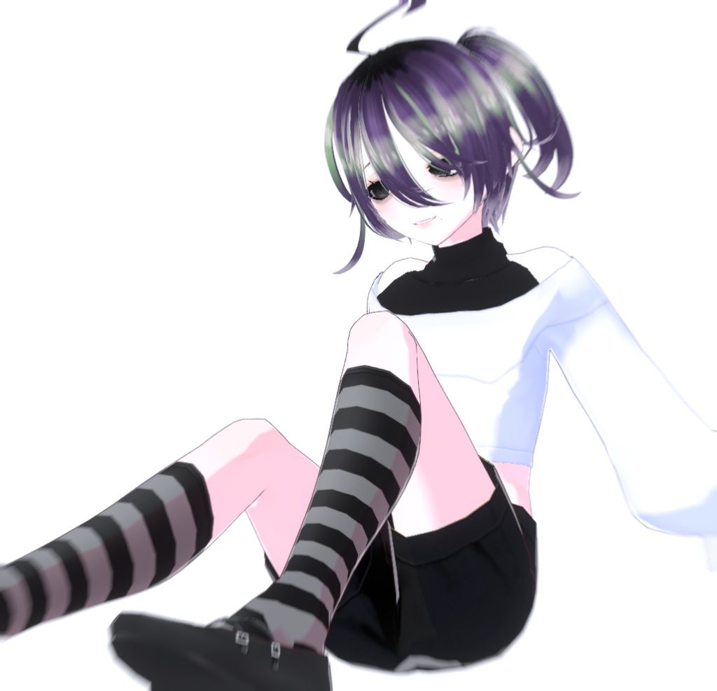 【VRM 3Dmodel】2_紫ツインテ肌八重歯(猫耳)