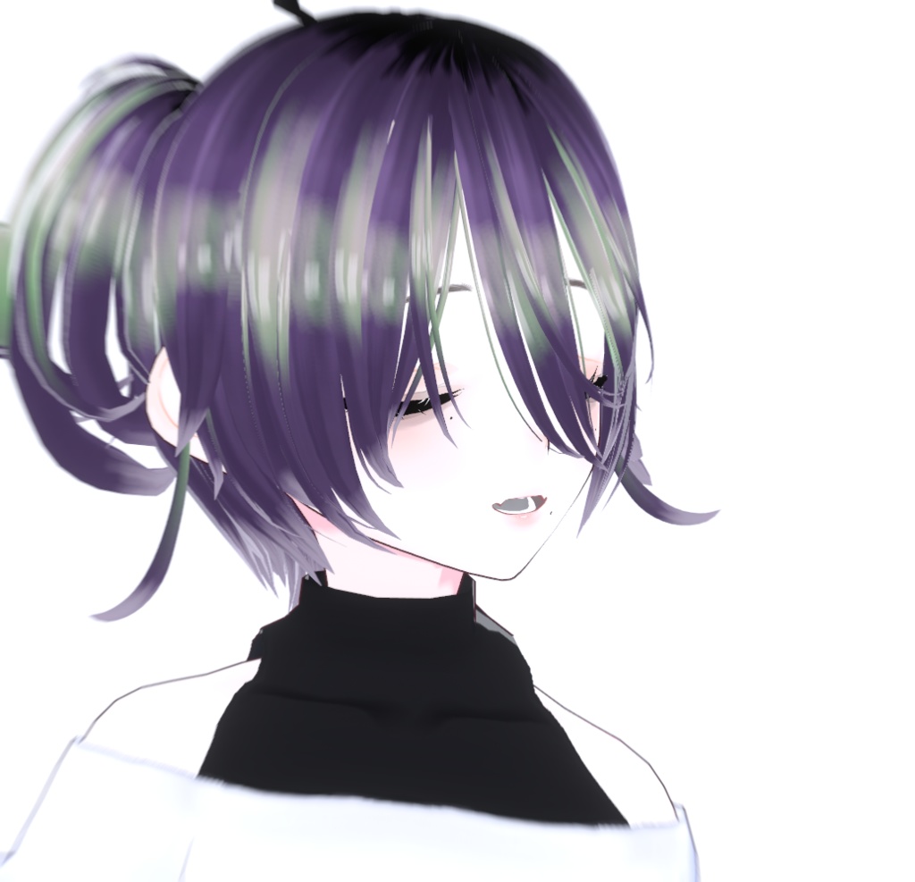 【VRM 3Dmodel】2_紫ツインテ肌八重歯(猫耳)