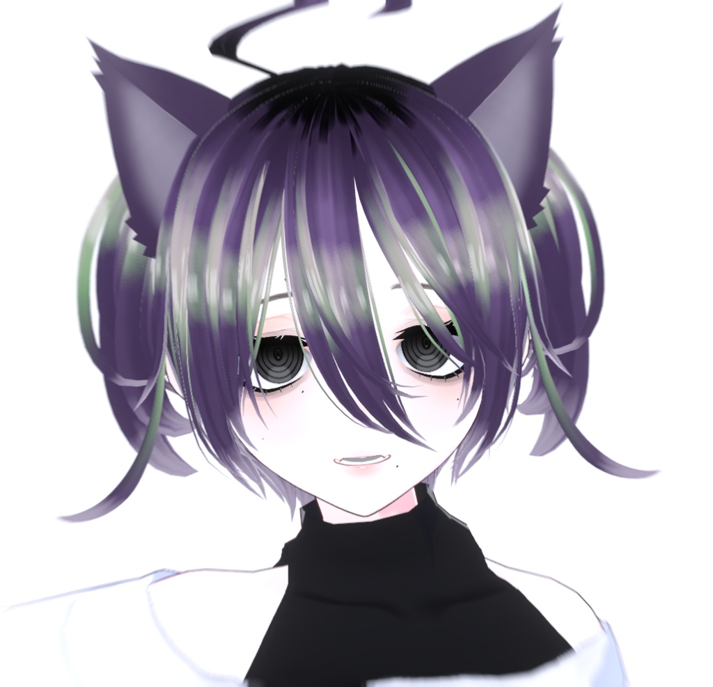 【VRM 3Dmodel】2_紫ツインテ肌八重歯(猫耳)