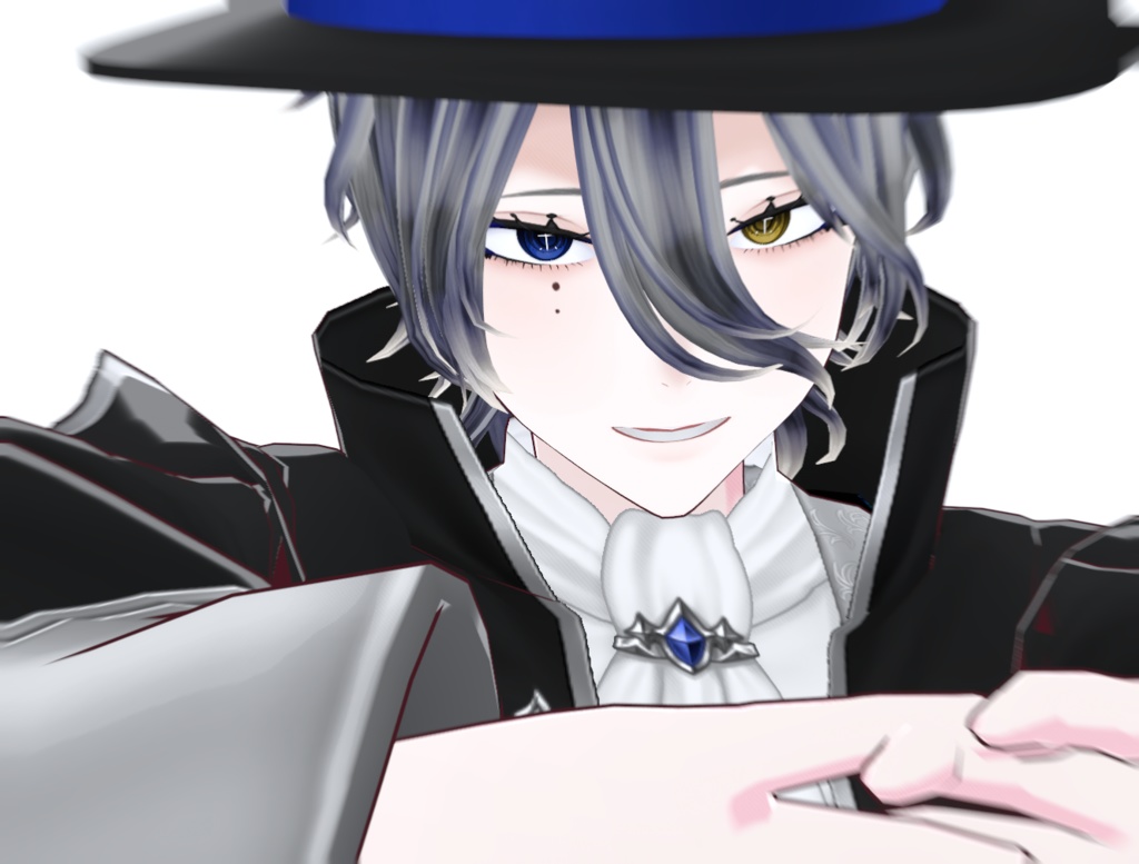 【VRM 3Dmodel】3_銀髪オッドアイ(吸血鬼風衣装 / 白シャツ&ネクタイ)