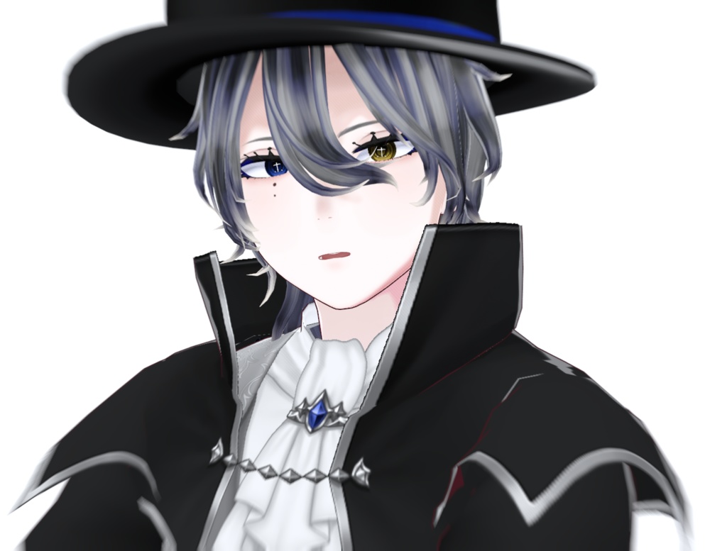 【VRM 3Dmodel】3_銀髪オッドアイ(吸血鬼風衣装 / 白シャツ&ネクタイ)
