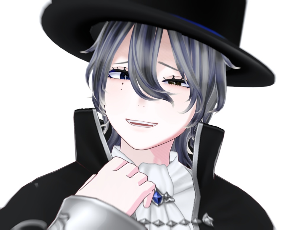 【VRM 3Dmodel】3_銀髪オッドアイ(吸血鬼風衣装 / 白シャツ&ネクタイ)