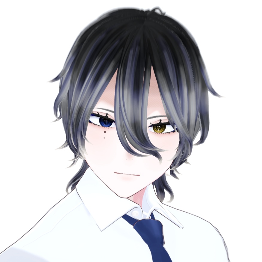 【VRM 3Dmodel】3_銀髪オッドアイ(吸血鬼風衣装 / 白シャツ&ネクタイ)