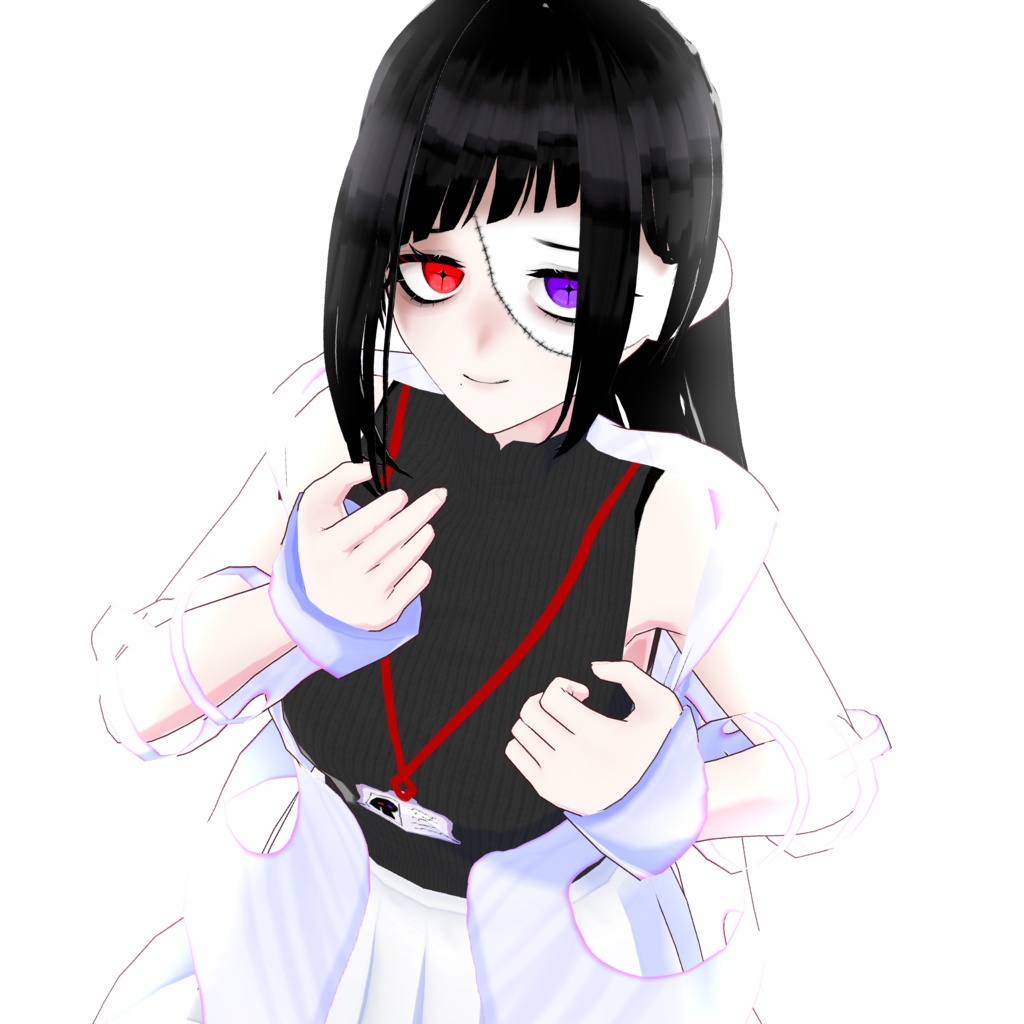 【VRM 3Dmodel】9_研究者風ツギハギお姉さん(+メガネ姿)