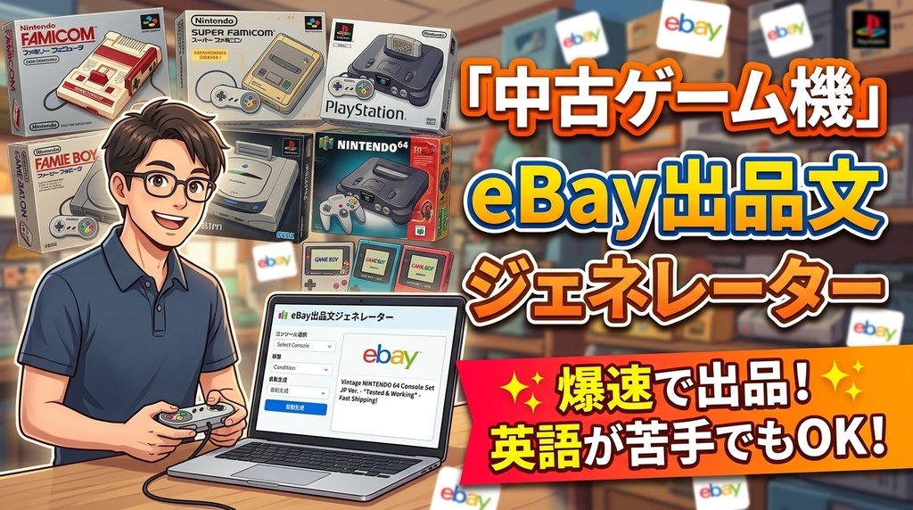 中古ゲーム機 eBay出品文ジェネレーター（英語タイトル・説明文・Item Specifics 自動生成）
