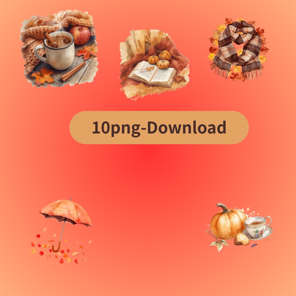 ほっこり秋の雑貨クリップアートセット　１０png
