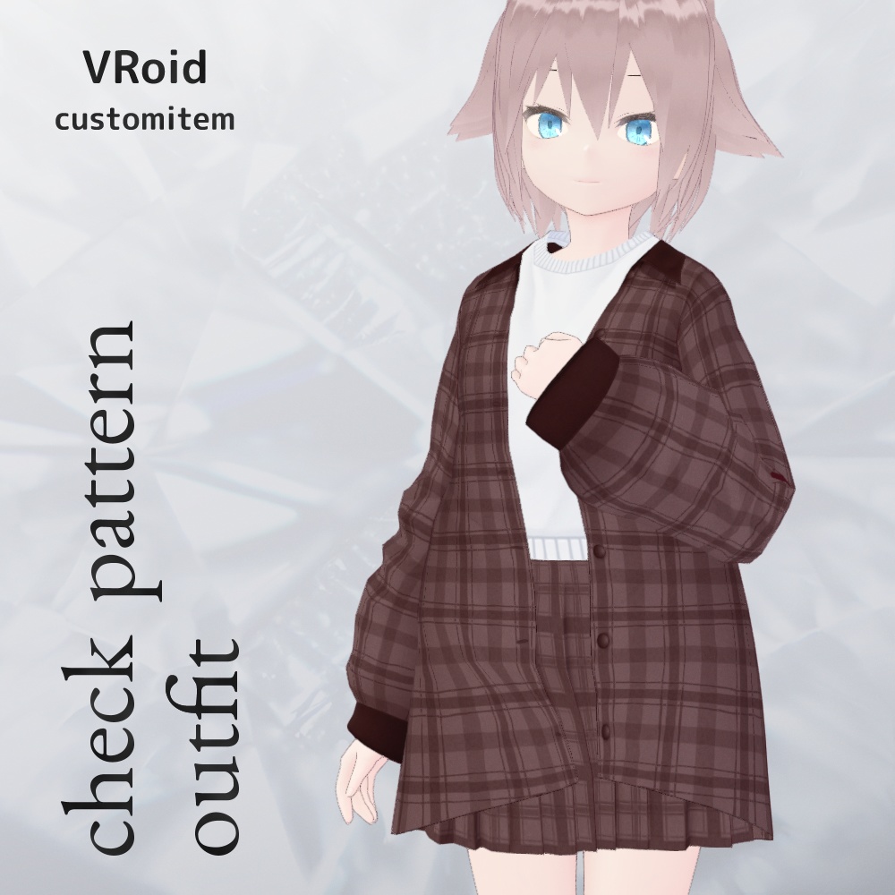 VRoid チェック柄シャツ&スカート&靴 v1.2