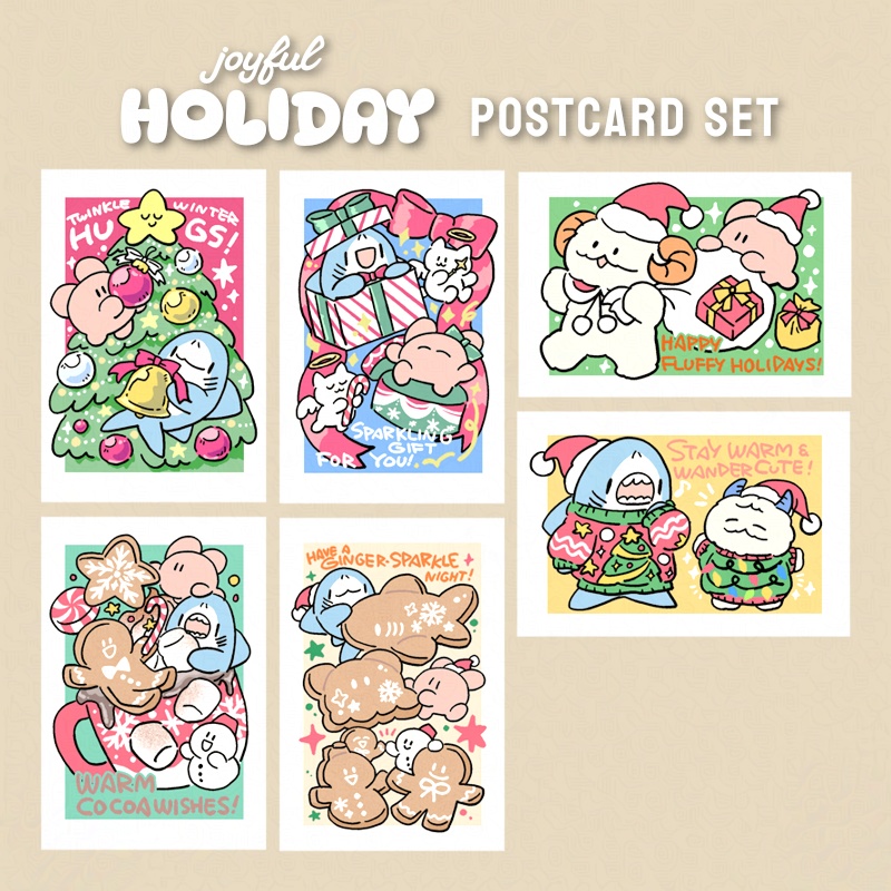 【6枚set+ミニカード2枚付き】ポストカードセット(joyful holiday)