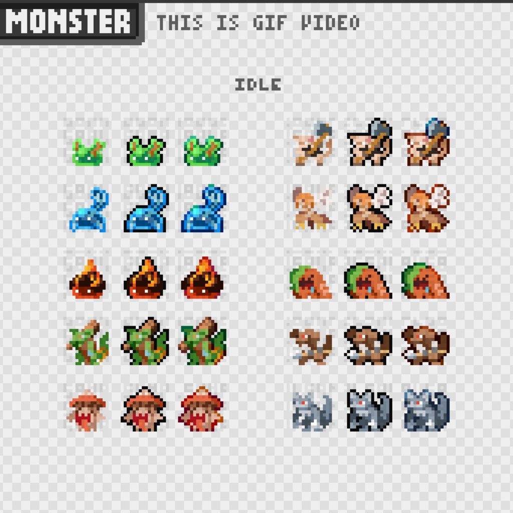 【無料版あり】16×16px OtegoroMonsters1 + Effect