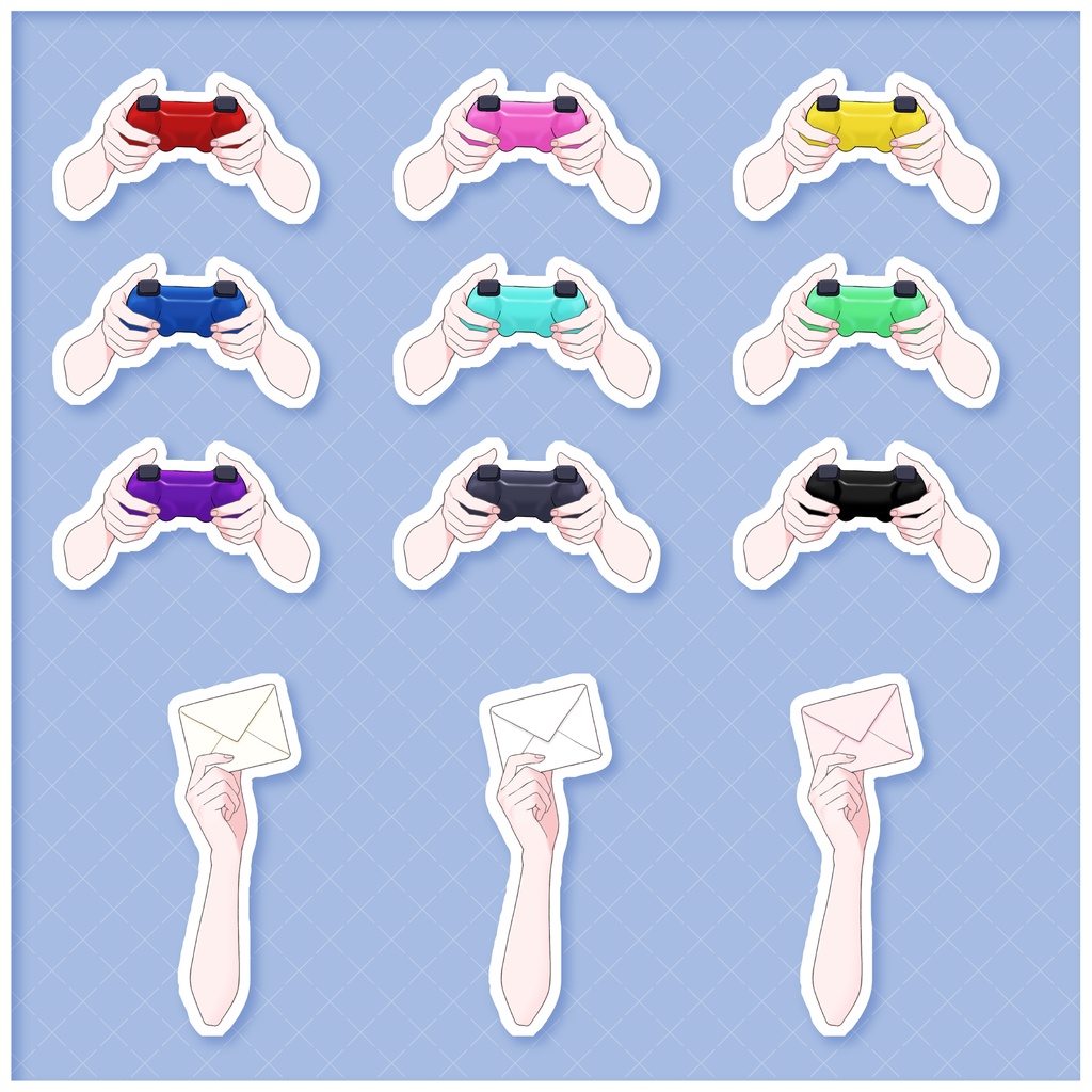 【Vtuber向け】いろんなアイテムを持った手のイラスト素材